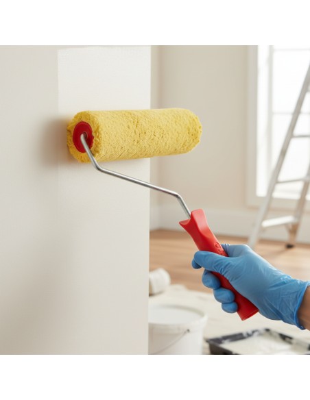 Kit Pittura Naturale Antibatterica E Rullo In Lana Giallo 25 cm