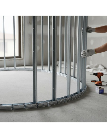 Set Guide Profilo In Lamiera Zincata Per Architettura Curva 2 Misure