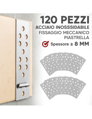 RAI-FIX Gancio Di Fissaggio Per Piastrelle In Acciaio Inossidabile 120 Pezzi