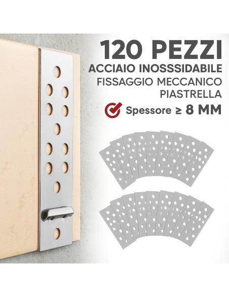 RAI-FIX Gancio Di Fissaggio Per Piastrelle In Acciaio Inossidabile 120 Pezzi