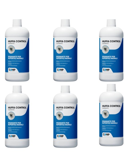 Kit 6 Flaconi Muffa Control Risanante Per Superfici Interne Ed Esterne 1 Lt