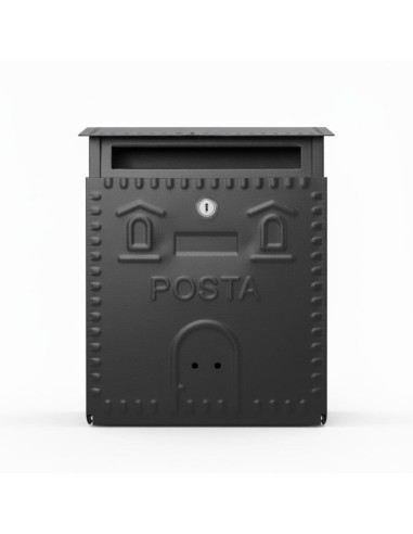 Cassetta Postale Rustica Nera In Ferro Battuto 230x90xH.290 mm