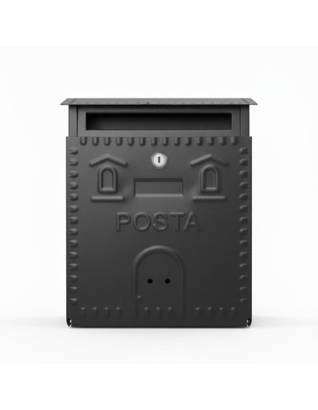 Cassetta Postale Rustica Nera In Ferro Battuto 230x90xH.290 mm