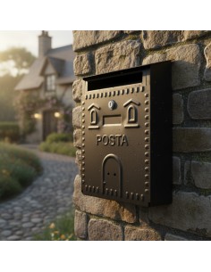 Cassetta Postale Rustica Nera In Ferro Battuto 230x90xH.290 mm 2