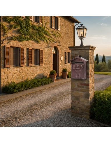 Cassetta Postale Rustica Rame In Ferro Battuto 280x90xH.350 mm