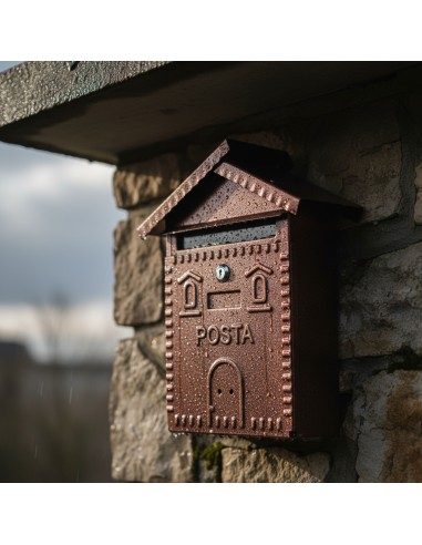 Cassetta Postale Rustica Rame In Ferro Battuto 280x90xH.350 mm