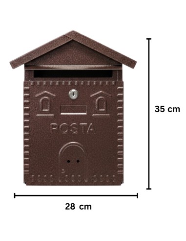 Cassetta Postale Rustica Rame In Ferro Battuto 280x90xH.350 mm