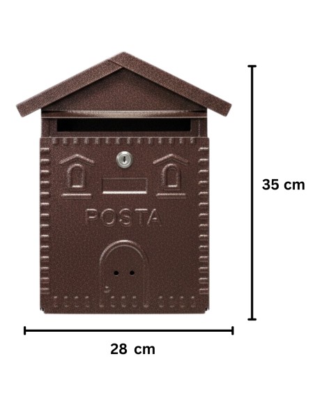 Cassetta Postale Rustica Rame In Ferro Battuto 280x90xH.350 mm