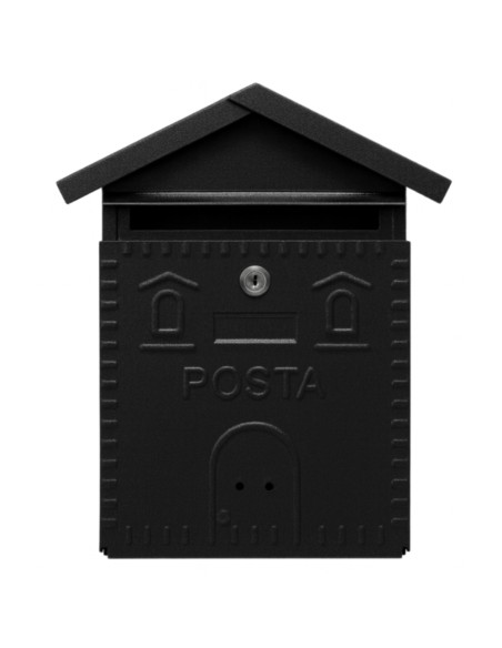 Cassetta Postale Rustica Nera In Ferro Battuto 280x90xH.350 mm