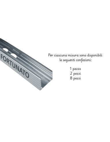 Montante In Acciaio Zincato Per Cartongesso Resistente E Robusto 1 m