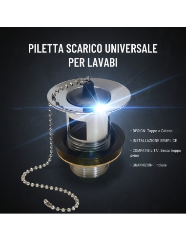 Piletta Scarico Universale 1 Pollice Senza troppo pieno Per Lavabi 