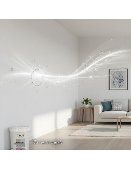 Seta Idropittura Bianca Superlavabile Acrilica Eggshell Con Ioni Argento