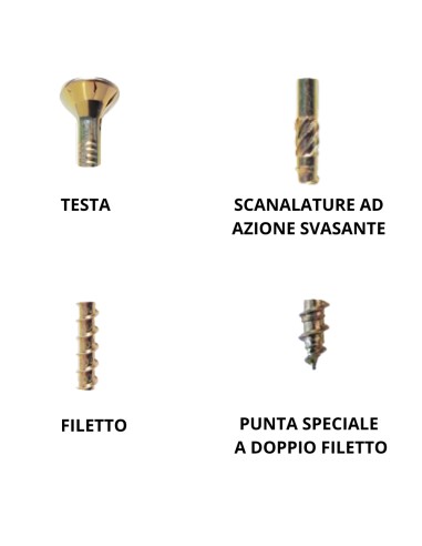 Viti Autoforanti Legno Performant Strong Diametro 4,0 mm Zincate Gialle 