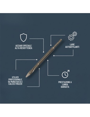 Scalpello a Punta Sds Plus 250 mm Per Materiali Edili Alta Prestazione