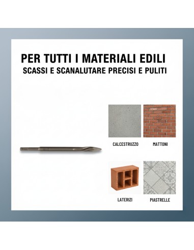Scalpello a Punta Sds Plus 250 mm Per Materiali Edili Alta Prestazione
