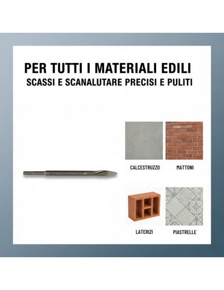 Scalpello a Punta Sds Plus 250 mm Per Materiali Edili Alta Prestazione