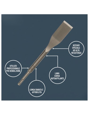 Scalpello a Vanga Curvo 40 x 260 mm Per Lavori Edili E Materiali Resistenti