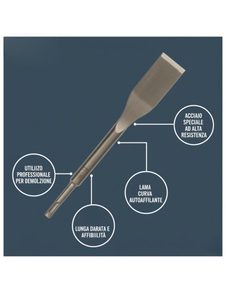 Scalpello a Vanga Curvo 40 x 260 mm Per Lavori Edili E Materiali Resistenti