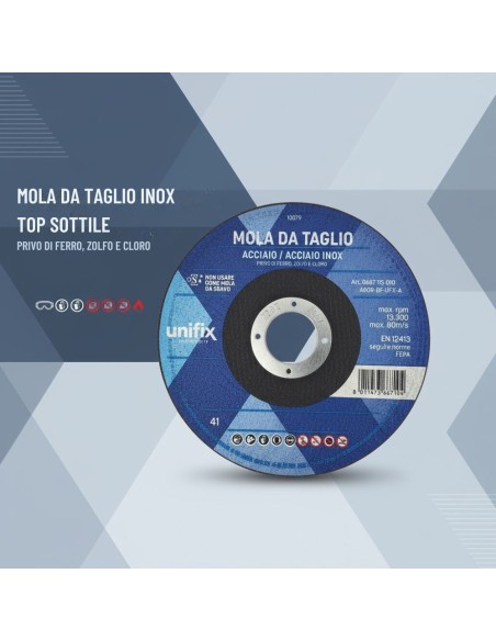 Disco Taglio Top Sottile per Acciaio Inox Lamiere Sottili e Materiale Plastici