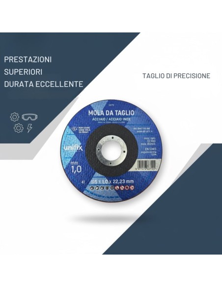 Disco Taglio Top Sottile per Acciaio Inox Lamiere Sottili e Materiale Plastici