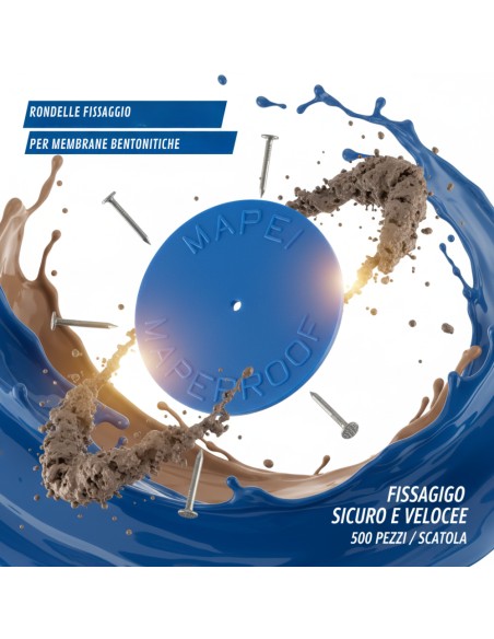 Rondelle Fissaggio per Membrane Bentonitiche Mapeproof CD 500 Pezzi