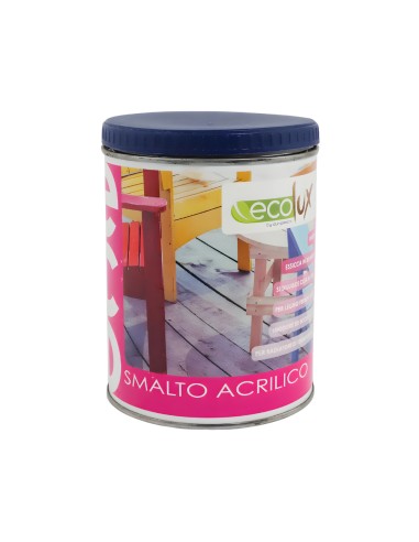 Ecolux Smalto Ecologico Vari Colori Acrilico Ad Acqua Satinato Legno E Metallo