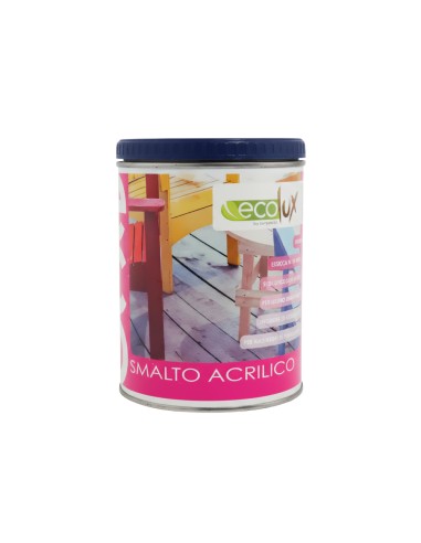 Ecolux Smalto Ecologico Vari Colori Acrilico Ad Acqua Satinato Legno E Metallo