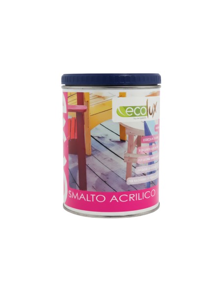 Ecolux Smalto Ecologico Vari Colori Acrilico Ad Acqua Satinato Legno E Metallo