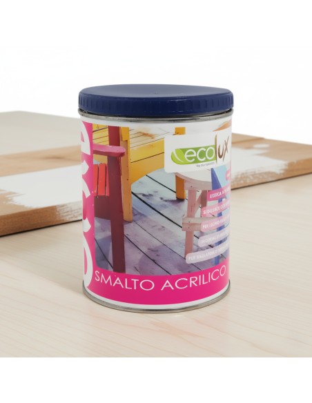 Ecolux Smalto Ecologico Vari Colori Acrilico Ad Acqua Satinato Legno E Metallo