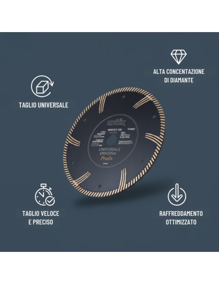 Disco Diamantato Turbo Universale Per Tagli Su Cemento E Granito