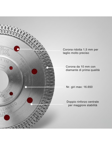 Disco Diamantato Per Gres E Clinker 115 Mm Di Alta Qualità