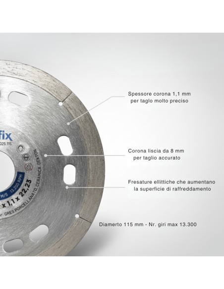 Diamant Ceramica Extradura Per Piastrelle Ceramiche E Materiali Speciali Ø 115 mm Spessore 1,1 cm