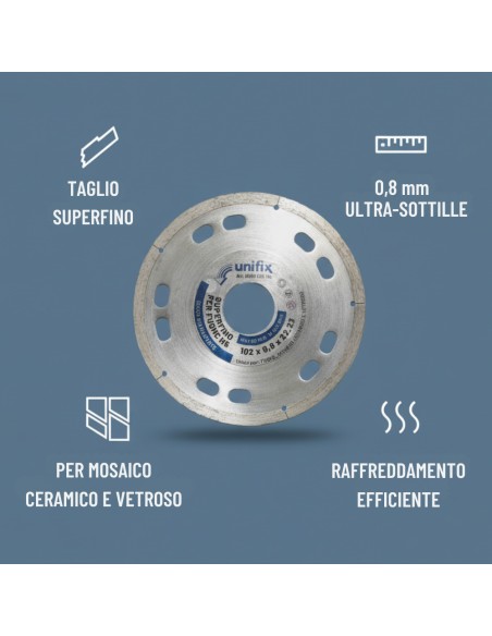 Diamant Superfino Per Fughe E Mosaico Ceramico Di Alta Precisione Ø 102 x 22,2 x 0,8  mm