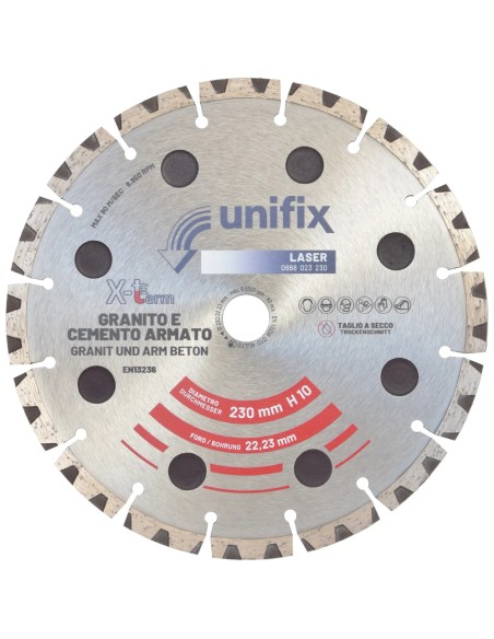 Disco Diamantato X-Term Laser Per Taglio Materiali Duri Ø 230 h 10 x 2,5 mm 