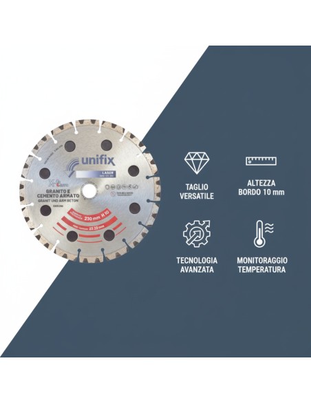 Disco Diamantato X-Term Laser Per Taglio Materiali Duri Ø 230 h 10 x 2,5 mm 