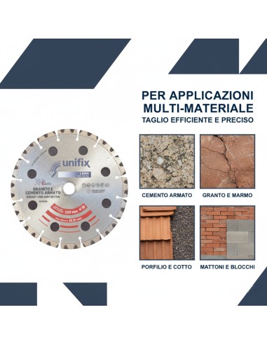 Disco Diamantato X-Term Laser Per Taglio Materiali Duri Ø 230 h 10 x 2,5 mm 