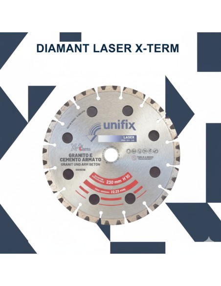 Disco Diamantato X-Term Laser Per Taglio Materiali Duri Ø 230 h 10 x 2,5 mm 