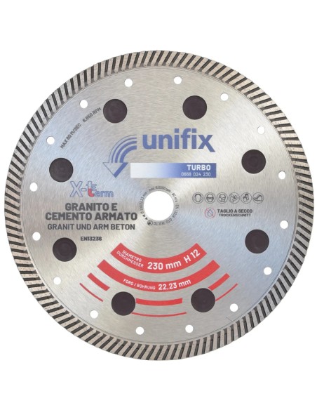 Disco Diamantato Turbo X-Term Per Taglio Di Cemento E Granito Ø 230 h 12 x 2,5 mm