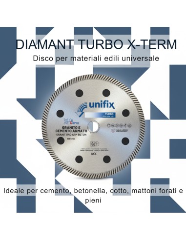 Disco Diamantato Turbo X-Term Per Taglio Di Cemento E Granito Ø 230 h 12 x 2,5 mm