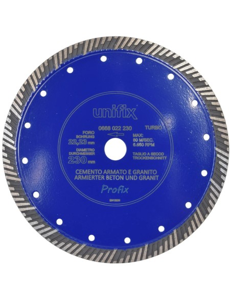 Disco Diamantato Turbo Per Taglio Granito E Cemento Armato Ø 230 x 2,6 mm