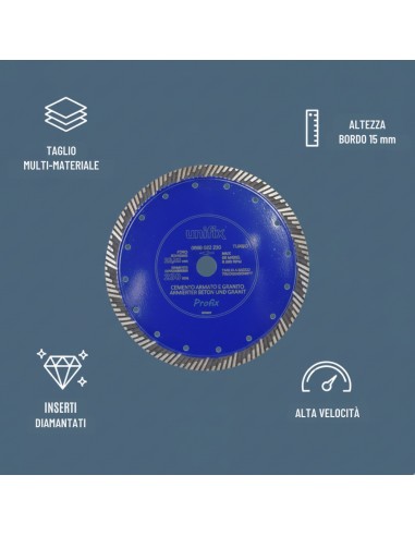 Disco Diamantato Turbo Per Taglio Granito E Cemento Armato Ø 230 x 2,6 mm
