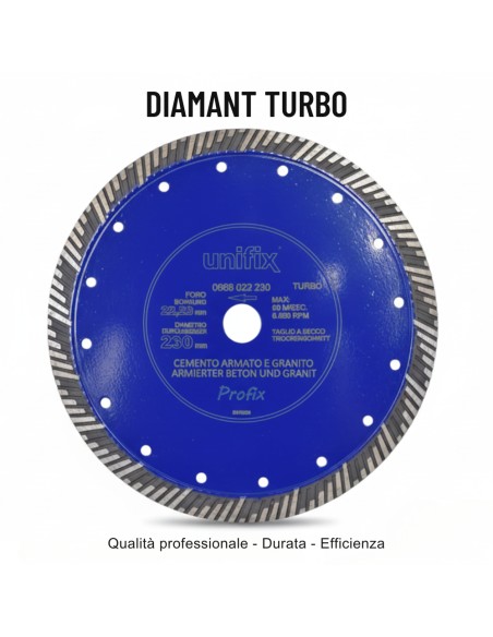 Disco Diamantato Turbo Per Taglio Granito E Cemento Armato Ø 230 x 2,6 mm