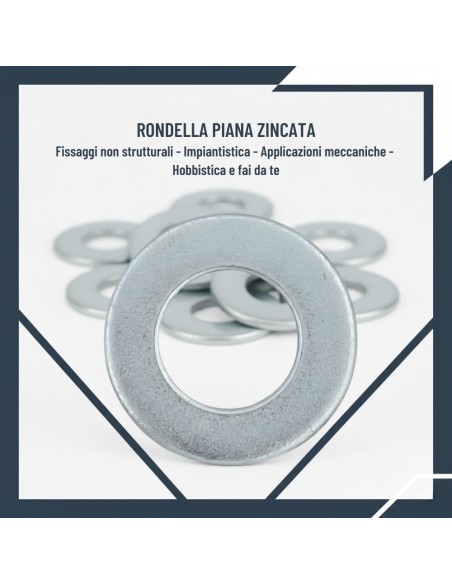 Rondella Piana Zincata Bianca Ø 8 mm Pezzi 25