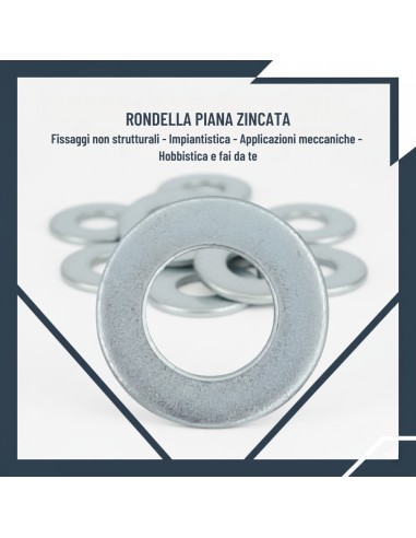 Rondella Piana Zincata Bianca Ø 12 mm Pezzi 15