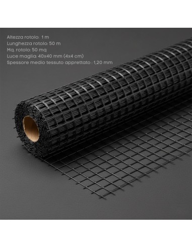Rete In Fibra Di Vetro 40X40 Mm Rinforzo Massetti E Intonaci 2 Rotoli 1x50 m