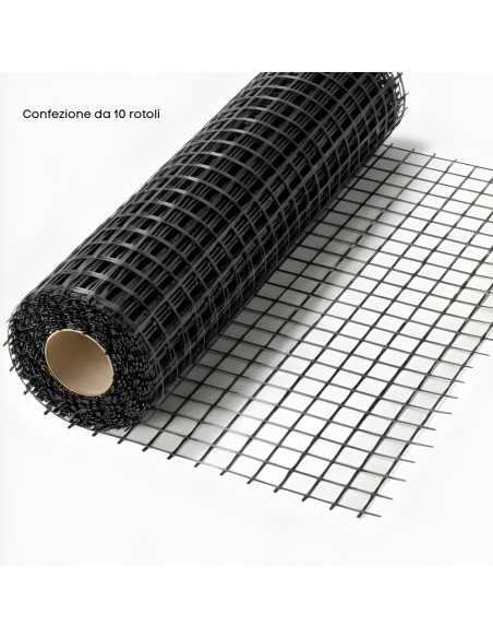 Rete In Fibra Di Vetro 40X40 Mm Rinforzo Massetti E Intonaci 10 Rotoli 1x50 m