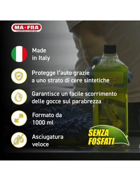 Car Wash Shampoo e Cera 1000 ml Per Lavaggio E Lucidatura Carrozzeria 