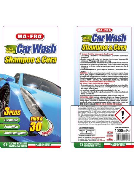 Car Wash Shampoo e Cera 1000 ml Per Lavaggio E Lucidatura Carrozzeria 