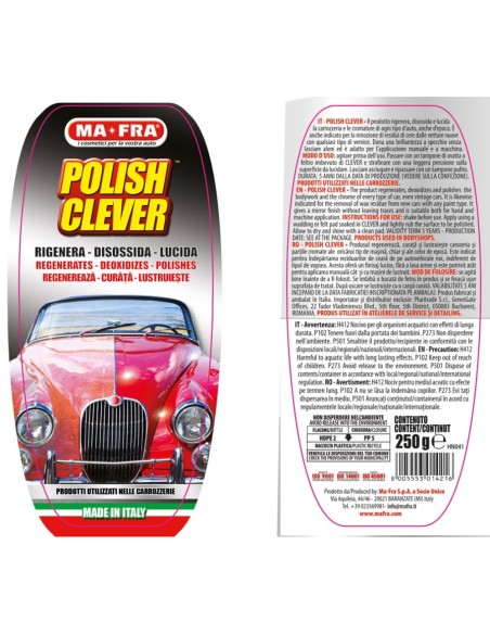 Polish Clever 250 g Per Rigenerare Disossidare E Lucidare Carrozzeria Auto