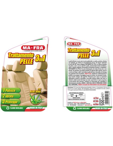 Trattamento 3 In 1 Pelle Per Auto Pulizia Idratazione Protezione 500 ml